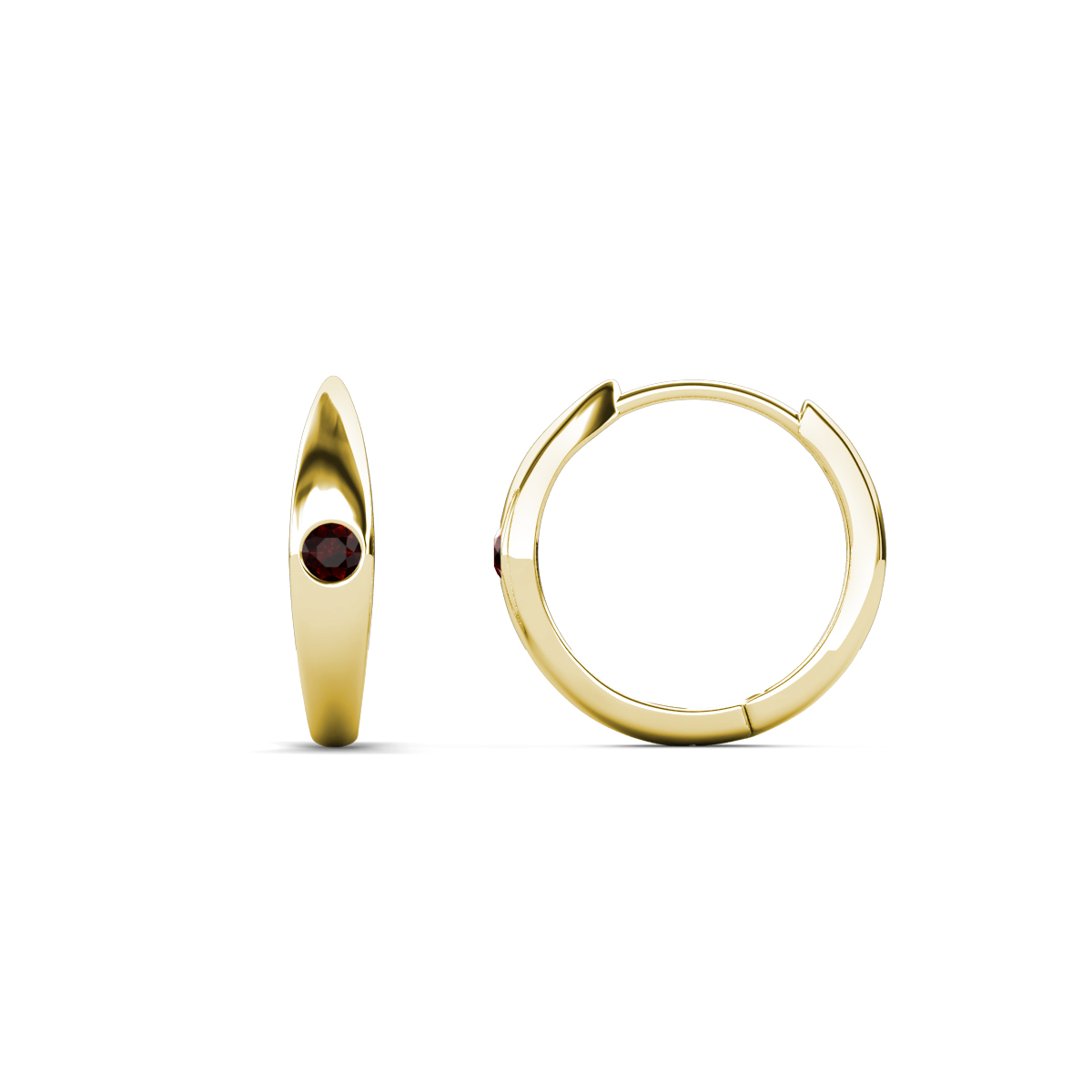 Anissa Red Garnet Dome Women Huggie Earrings 